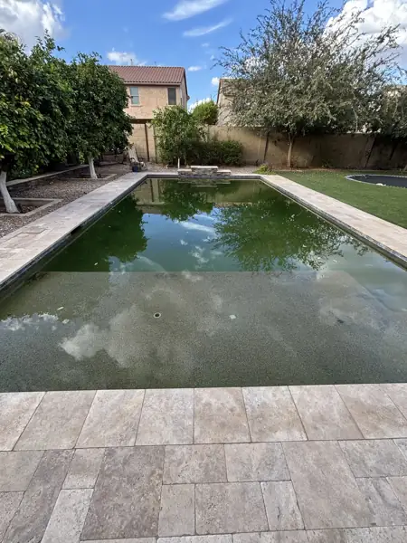 Before the acid wash: dark green pool